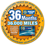 36 month, 36,000 mile NAPA AutoCare warranty